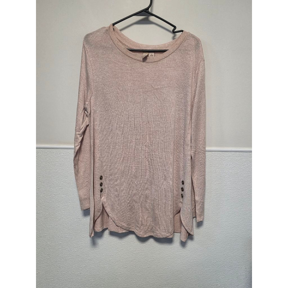 Women's MISIA Pink Long Sleeve Tee‎ with Side Buttons - Size L